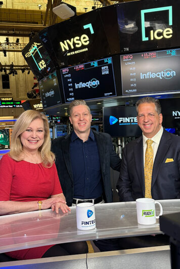 Paul Finck and David T. Fagan with FinTech TV host at the New York Stock Exchange.